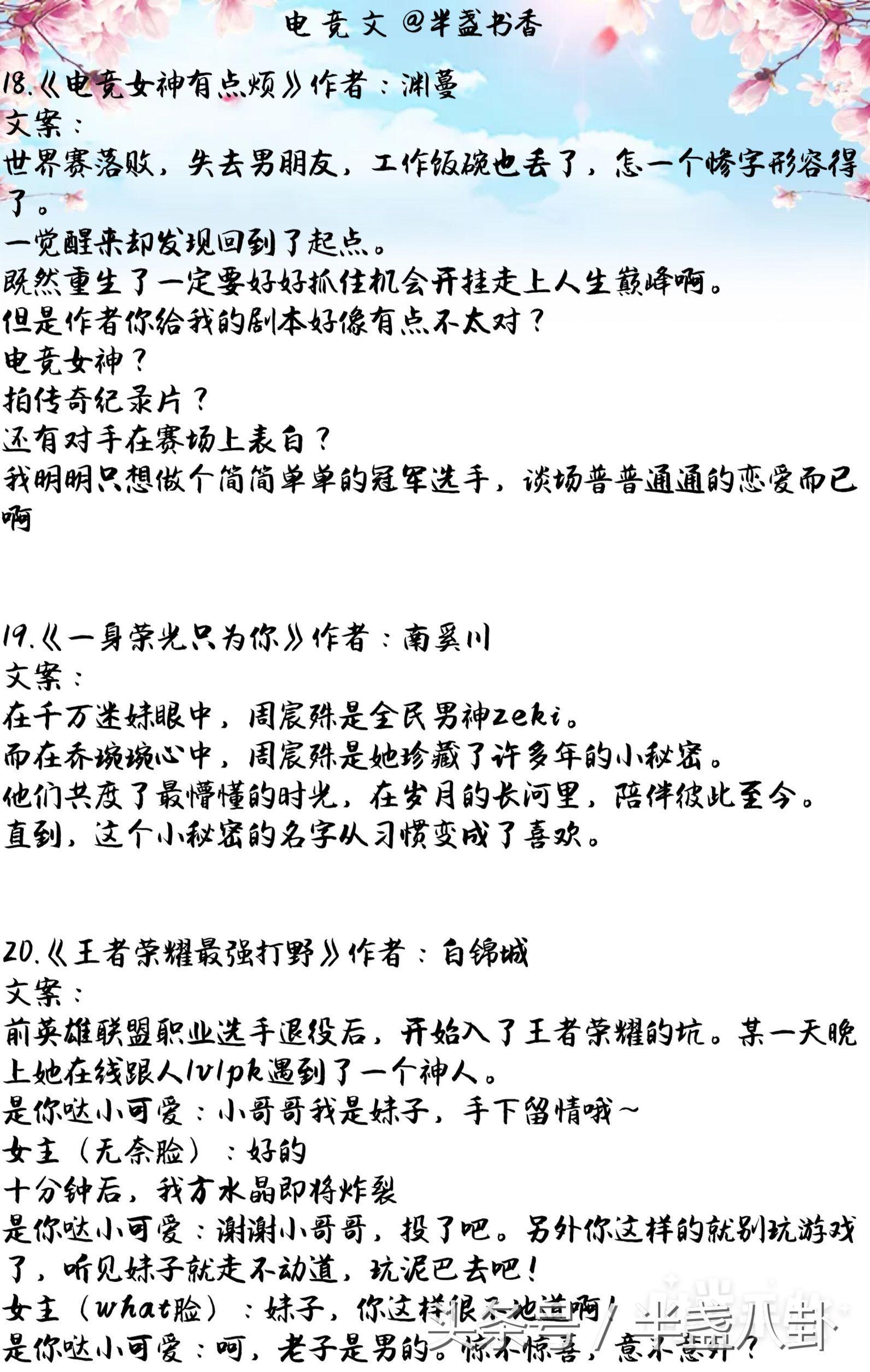 20篇好看的电竞文