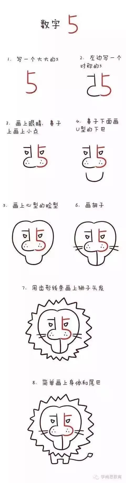 数字1到10也可以画出萌萌的简笔画,孩子一下就上手了