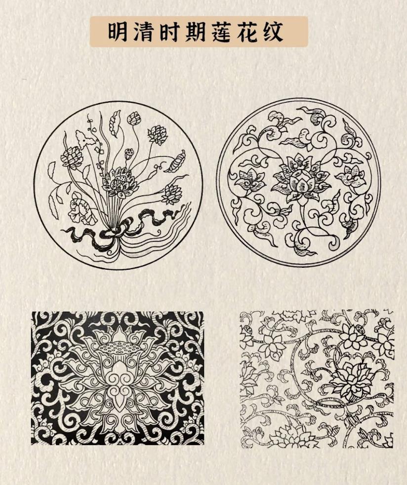 中国传统纹样,莲花纹!美