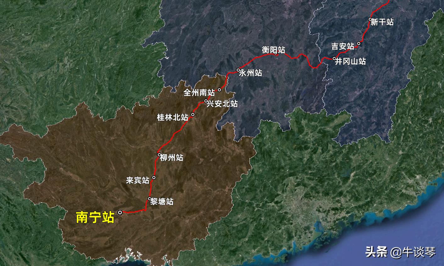​K1138次列车运行线路图：广西南宁开往山东青岛，全程2781公里
