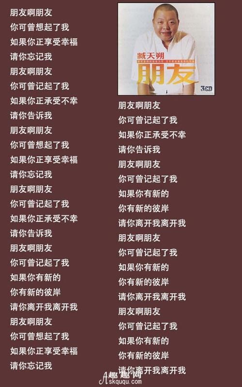 朋友歌词臧天朔（歌曲朋友歌词）