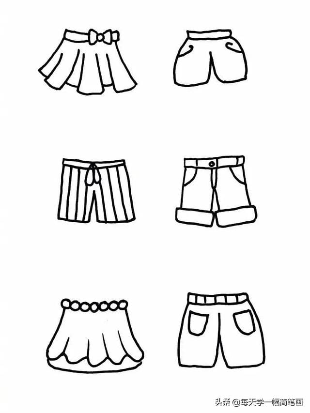 衣服100种画法简笔画(每天学一幅简笔画--60种衣服的简单简笔画画法) 衣服100种画法简笔画 每天学一幅简笔画