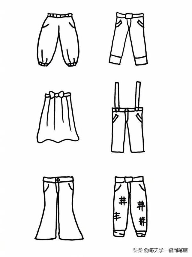 衣服100种画法简笔画(每天学一幅简笔画--60种衣服的简单简笔画画法) 衣服100种画法简笔画 每天学一幅简笔画