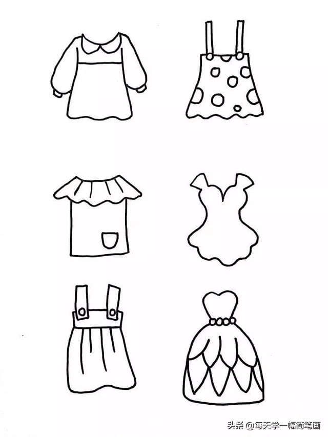 衣服100种画法简笔画(每天学一幅简笔画--60种衣服的简单简笔画画法) 衣服100种画法简笔画 每天学一幅简笔画