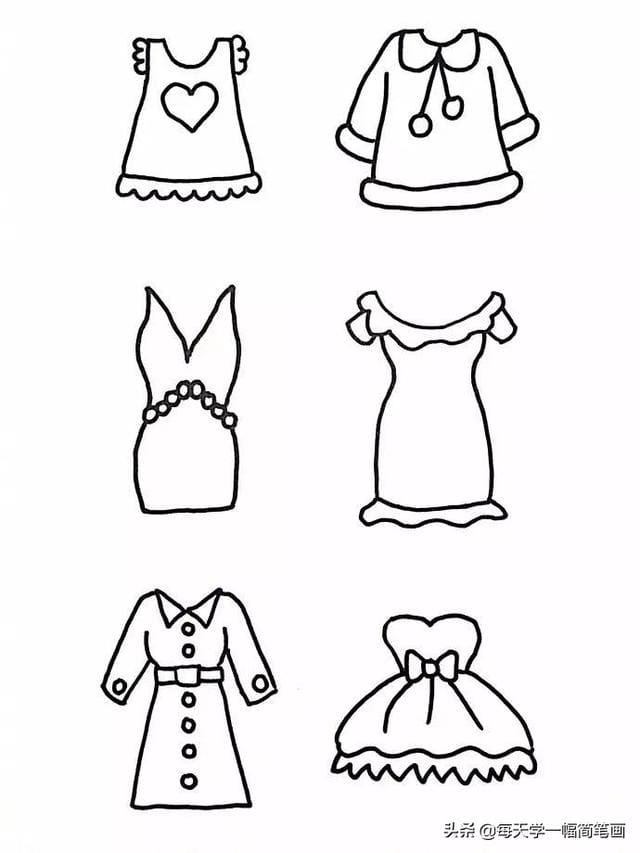 衣服100种画法简笔画(每天学一幅简笔画--60种衣服的简单简笔画画法) 衣服100种画法简笔画 每天学一幅简笔画